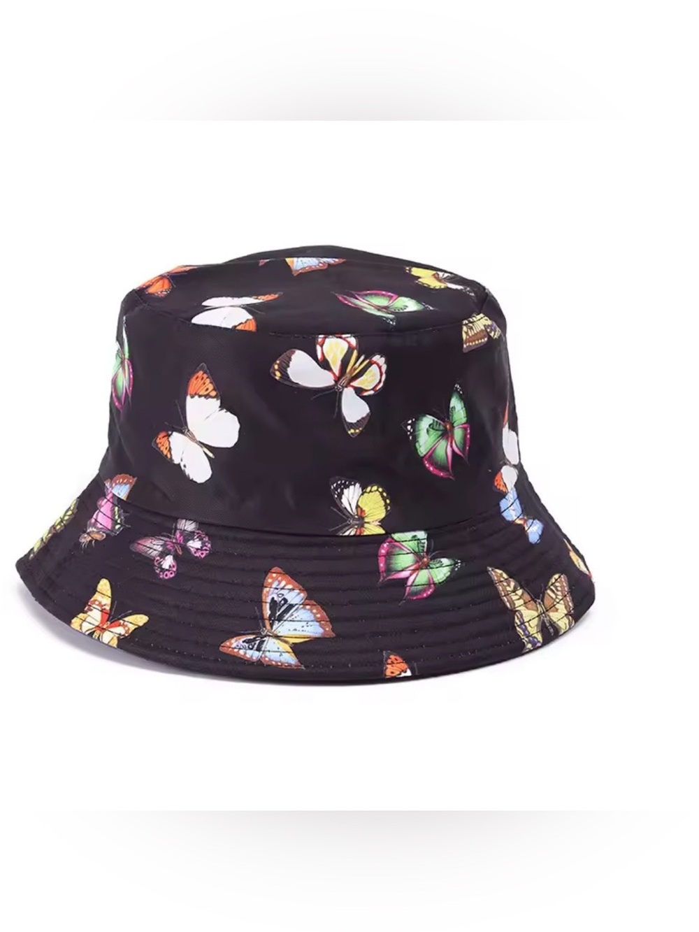 Butterfly Print Black Kids' Bucket Hat